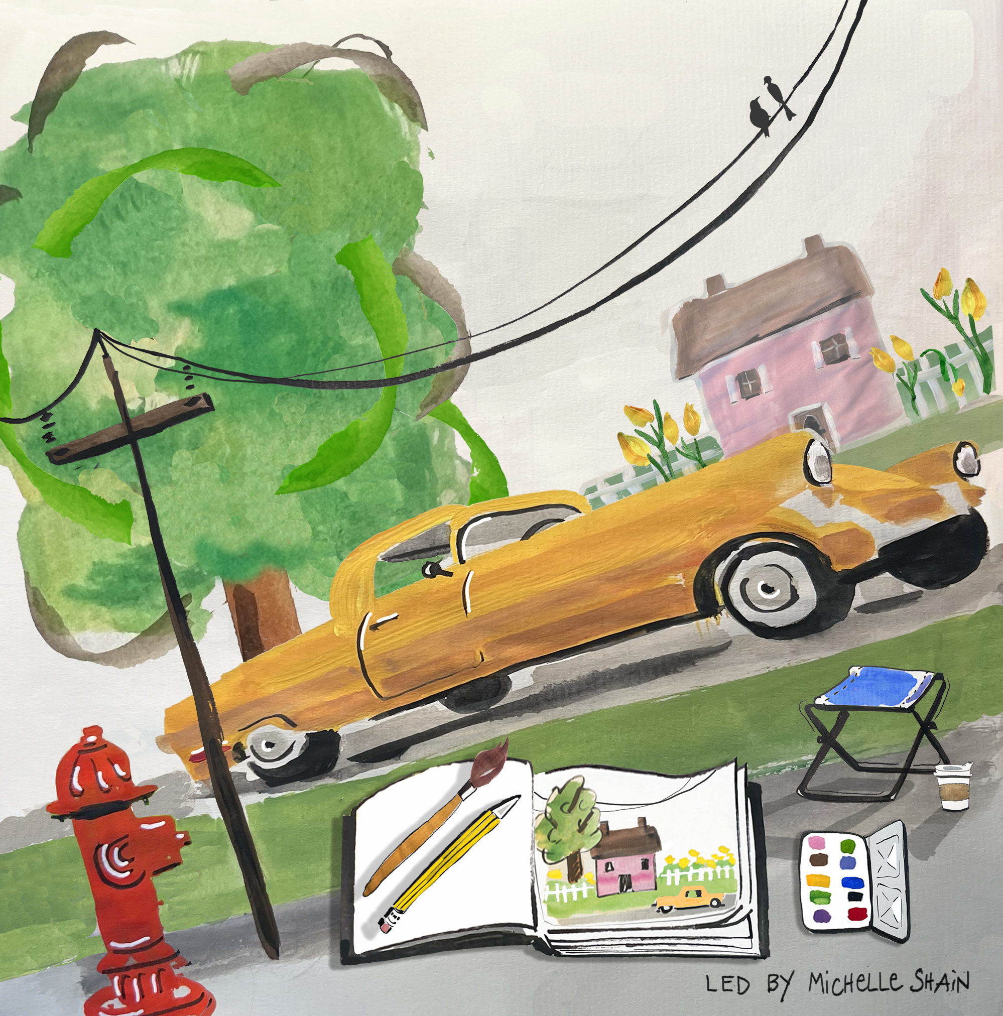 Adult & kids workshops in painting, urban sketch, watercolor, acrylic pour, printmaking, yarn, photography, oils, iphone